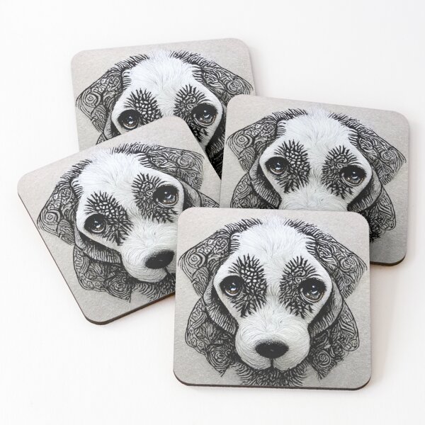 Item preview, Black and White Cute Mandala Puppy designed and sold by Mirochan80.