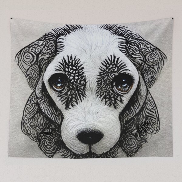 Item preview, Black and White Cute Mandala Puppy designed and sold by Mirochan80.