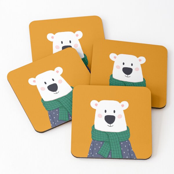 Item preview, Polar bear Christmas time on mustard background designed and sold by IlustraDeni.