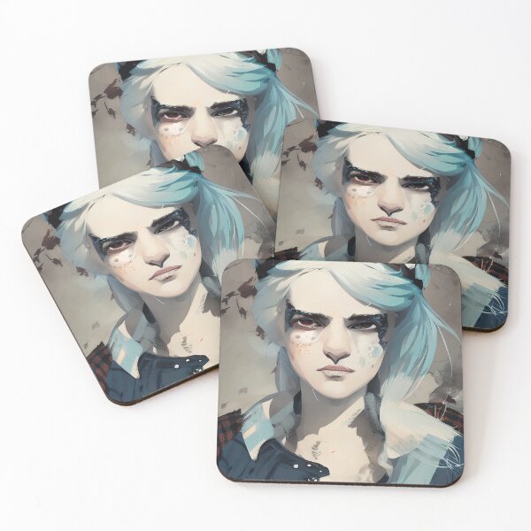 Item preview, Chica enojada con cabello blanco designed and sold by HellsBrew.