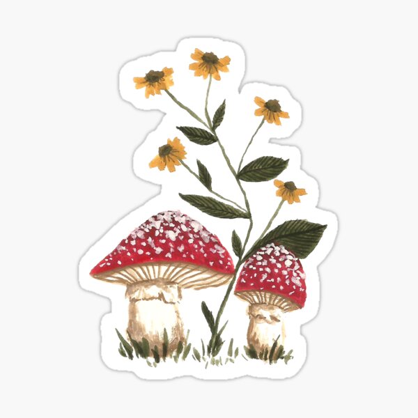 Pilze und Blumen Sticker