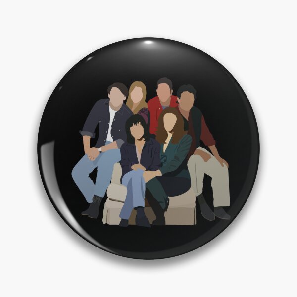 Item preview, Joey, Ross, Chandler, Phoebe, Monica, and Rachel on Chair sticker Black background designed and sold by occho97.