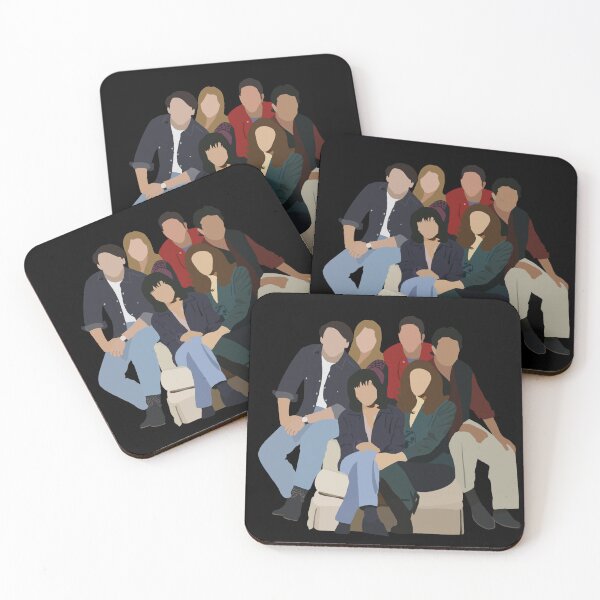 Item preview, Joey, Ross, Chandler, Phoebe, Monica, and Rachel on Chair sticker Black background designed and sold by occho97.