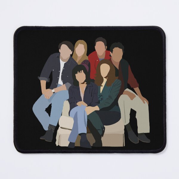 Item preview, Joey, Ross, Chandler, Phoebe, Monica, and Rachel on Chair sticker Black background designed and sold by occho97.
