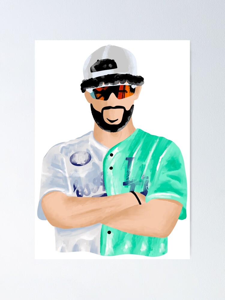 Bad Bunny in Los Angeles Baseball Jersey Poster for Sale by