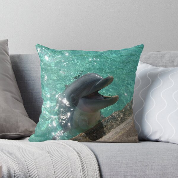 Happy Dolphin! Throw Pillow