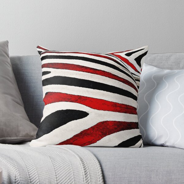 Black & White and Red All Over Throw Pillow