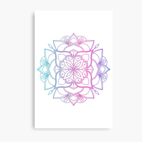 Warm Mandala Design (Teal-Pink-Blue Gradient) Metal Print