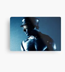 LEATHER IN BLUE Metal Print