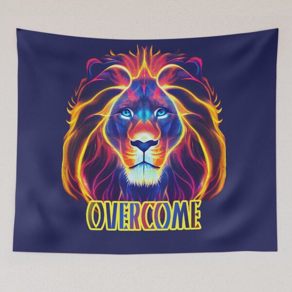 Item preview, Overcome Colourful Flaming Lion designed and sold by ThePurpleMelon.