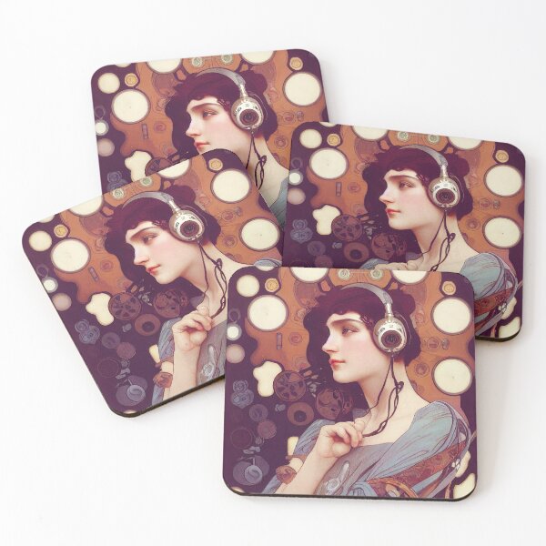 Item preview, Art Nouveau Gamer Girl designed and sold by VolpeDesigns.
