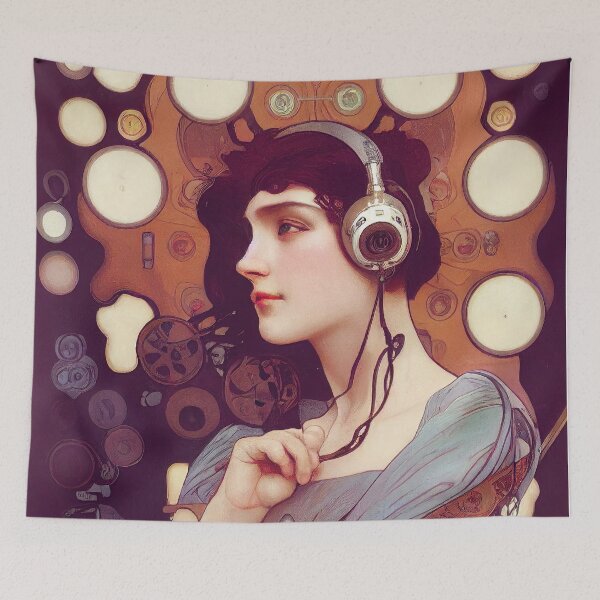 Item preview, Art Nouveau Gamer Girl designed and sold by VolpeDesigns.