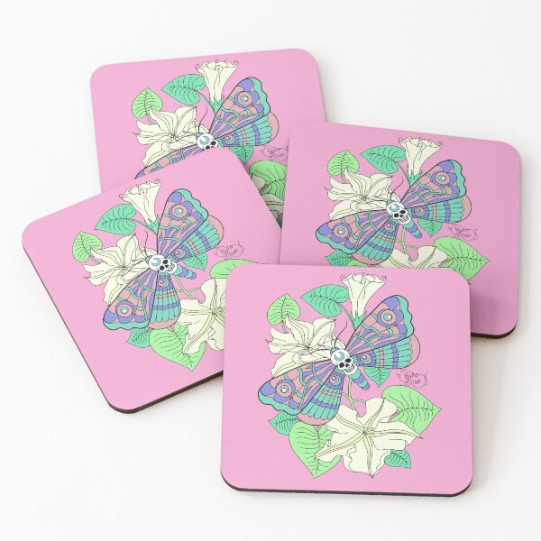 Item preview, Moth and Moonflower tattoo (Pastel Colour) designed and sold by Psych0S1ren.