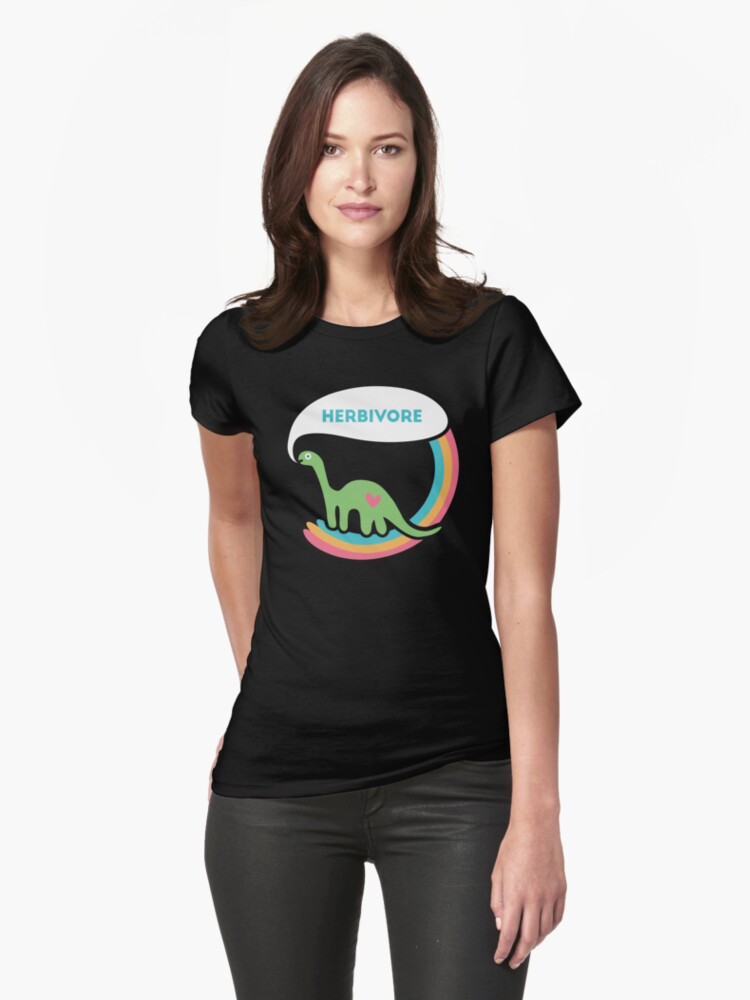 Thumbnail 1 of 3, Fitted T-Shirt, Herbivore Dinosaur designed and sold by fixtape.
