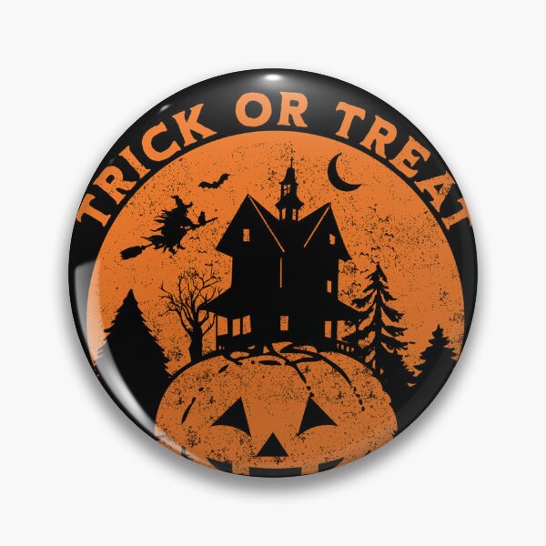 Item preview, Trick or Treat vintage Halloween style witch, haunted house & pumpkin designed and sold by UnicorMaid.