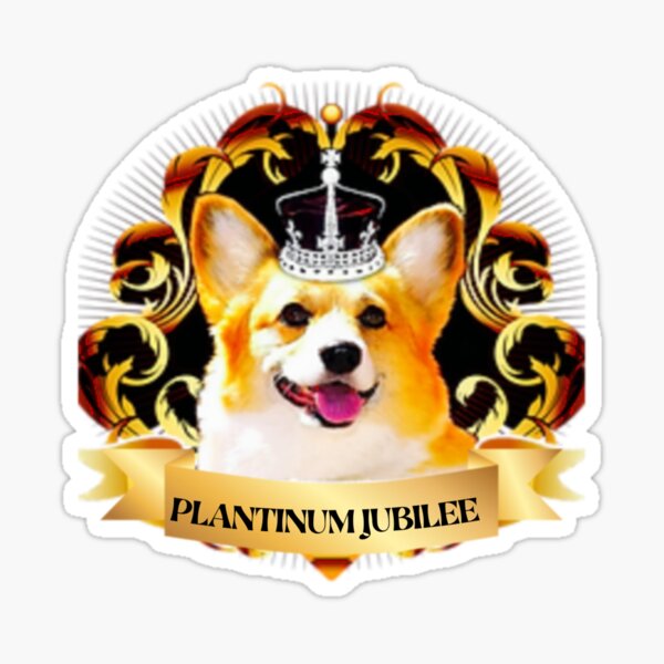 "official Emblem, Platinum Jubilee dog with crown Rip Queen