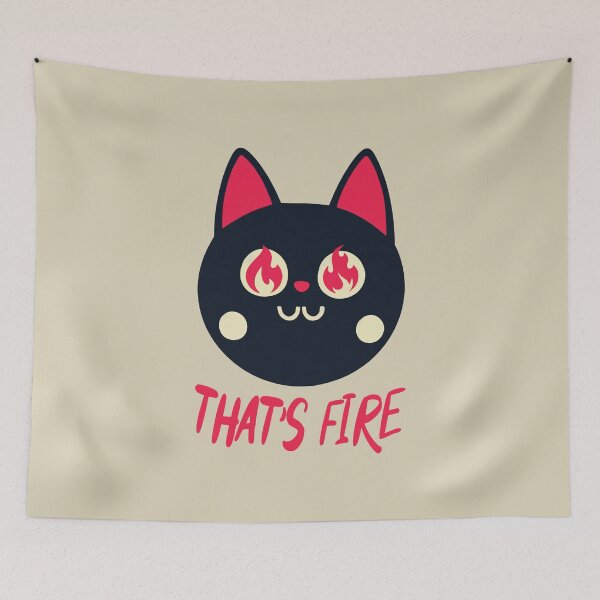 Item preview, That's fire || Black Cat With Fiery Eyes designed and sold by MadSwellDesigns.