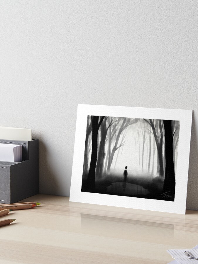 Thumbnail 1 of 2, Art Board Print, Boy Lost In Woods designed and sold by onestay2000.