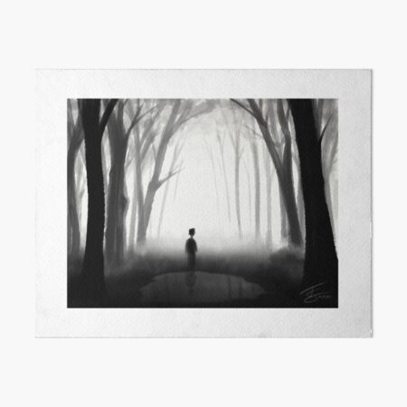 Boy Lost In Woods Art Board Print