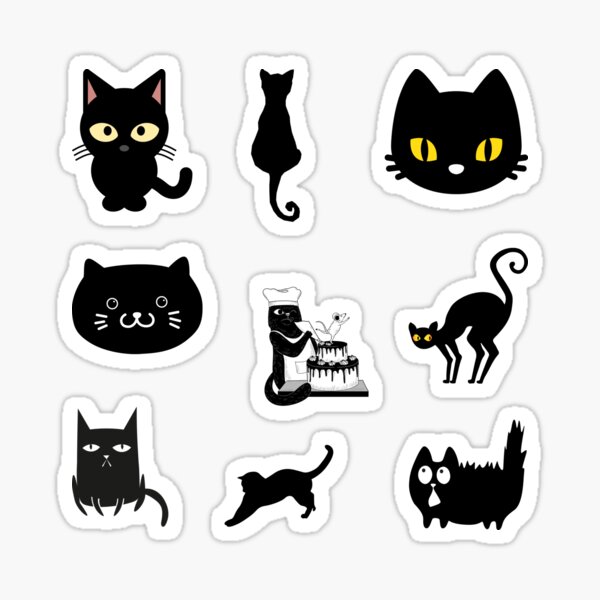 "Black cat appreciation day of cute and funny black cats set, for black