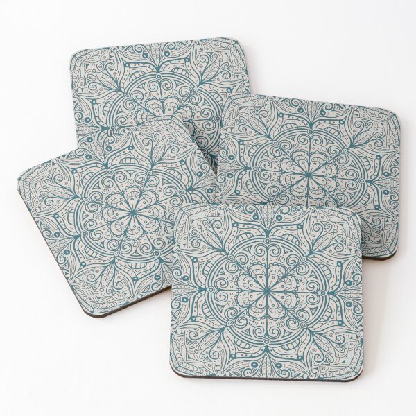 Item preview, Magical Mandala Square - Off White and Teal  designed and sold by dKarthdesign.