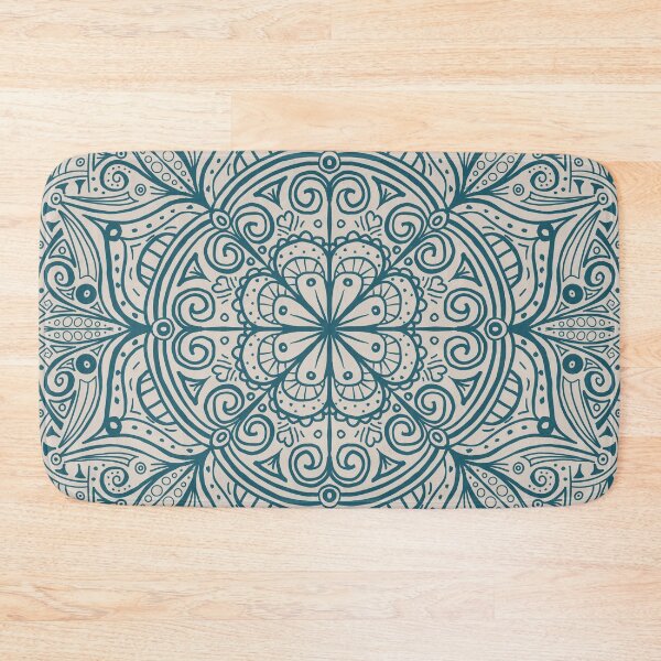 Item preview, Magical Mandala Square - Off White and Teal  designed and sold by dKarthdesign.