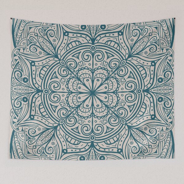 Item preview, Magical Mandala Square - Off White and Teal  designed and sold by dKarthdesign.