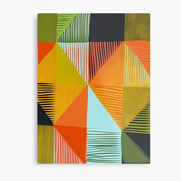 Square Triangles 3 Colorful Diamond Pattern Metal Print