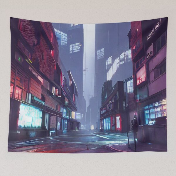 Item preview, Cyberpunk Style Art Of The Empty London Street designed and sold by Evolvity.