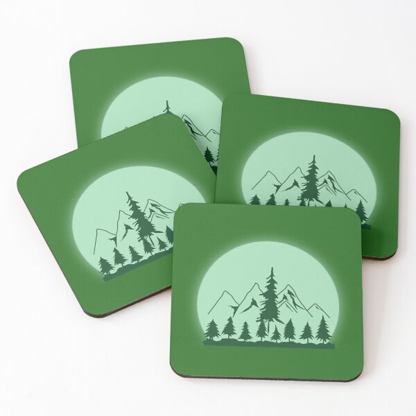 Item preview, Green landscape with sun and pine trees in green designed and sold by nisscreations.