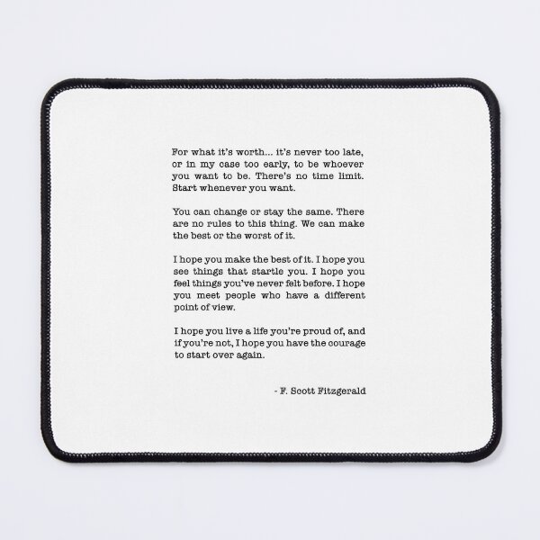 Item preview, For what it s worth...it s never too late, F Scott Fitzgerald quote designed and sold by corbrand.