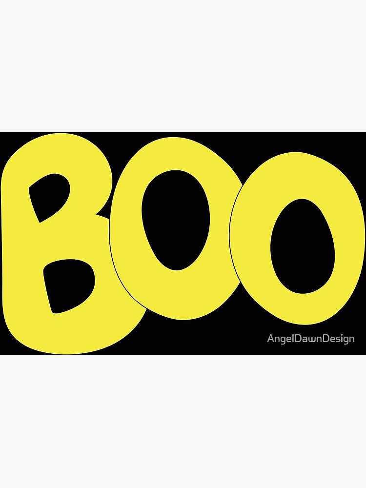 "BOO whimsical text art in yellow bubble letters" Poster for Sale by