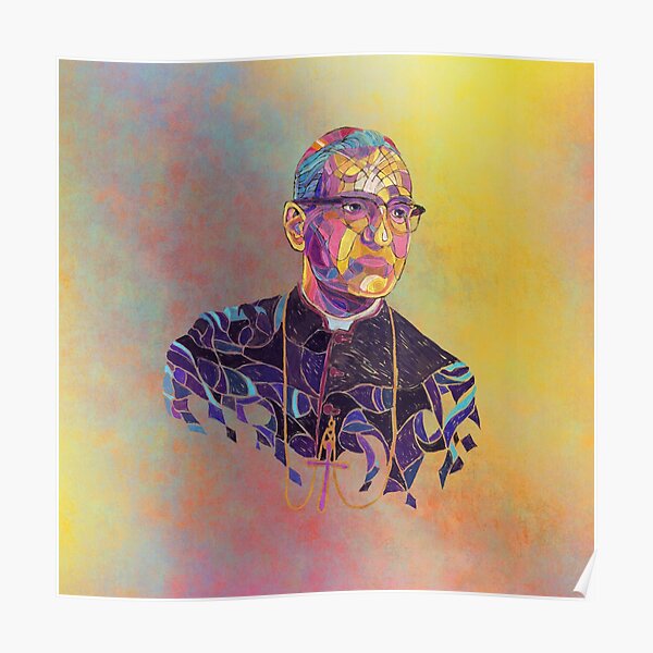 Óscar Romero | Yellow Stained Glass Poster