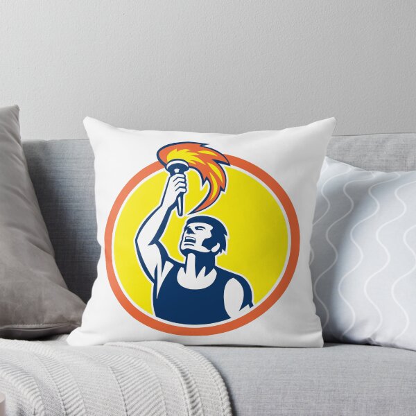 Item preview, Athlete Player Raising Flaming Torch Circle Retro designed and sold by patrimonio.