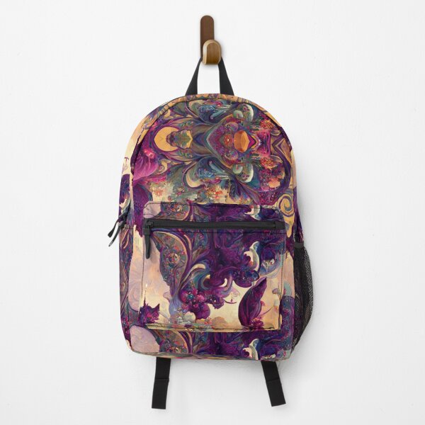 Item preview, Purple, Violet Fantasy Unicorn, Owl, Creature on Yellow, Orange, Amber floral, fruit motif designed and sold by MysticAlgorithm.