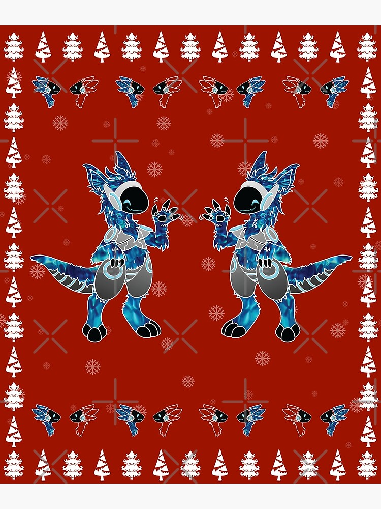 Protogen Christmas Blue Head and Tree furry fursuit pattern