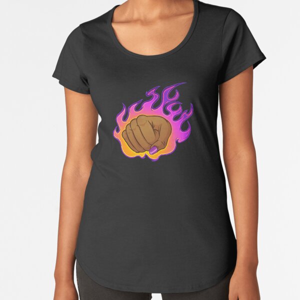 Flaming Fist (Female Dark Skin) Premium Scoop T-Shirt