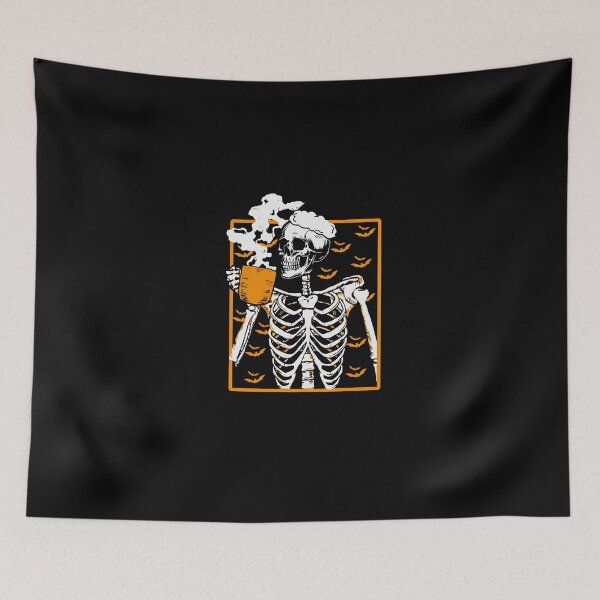 Item preview, Vintage Halloween Skeleton Pumpkin Spice Latte Syrup Creamer designed and sold by Cute Shark.