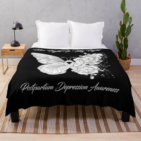 Item preview, Her Fight Is My Fight Postpartum Depression Awareness Butterfly Ribbon Gifts designed and sold by Adropine.