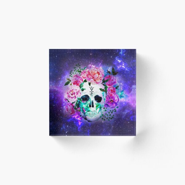 Spiritual Colourful Skull Acrylic Block