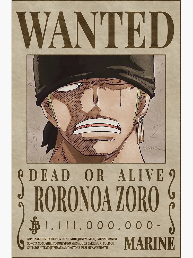 Disover Zoro Wanted Poster Post-Wano Updated Bounty Premium Matte Vertical Poster