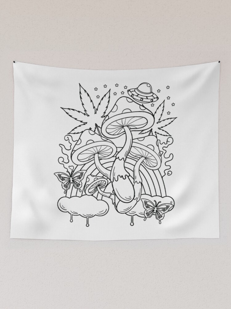 Trippy Coloring Magic Mushroom Tapestry for Sale by Ash Ley