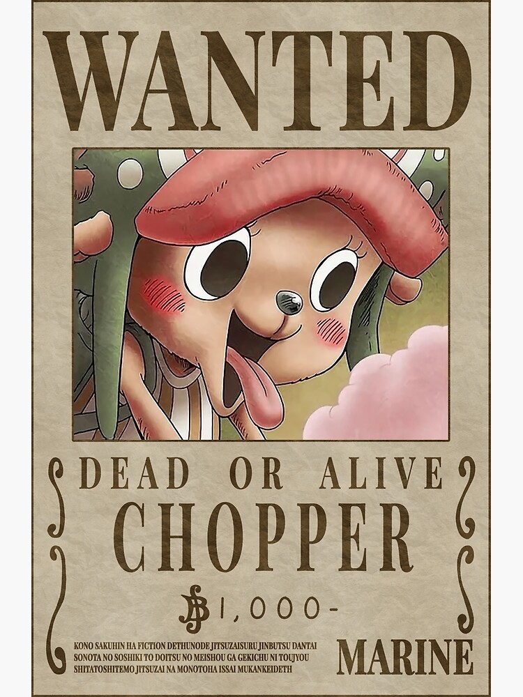 Disover Chopper Wanted Poster Post-Wano Updated Bounty Poster Premium Matte Vertical Poster