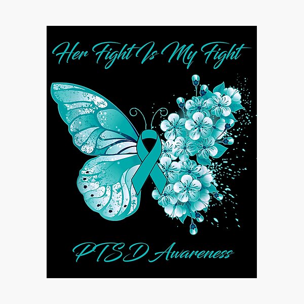 Item preview, Her Fight Is My Fight PTSD Awareness Butterfly Ribbon Gifts designed and sold by Adropine.