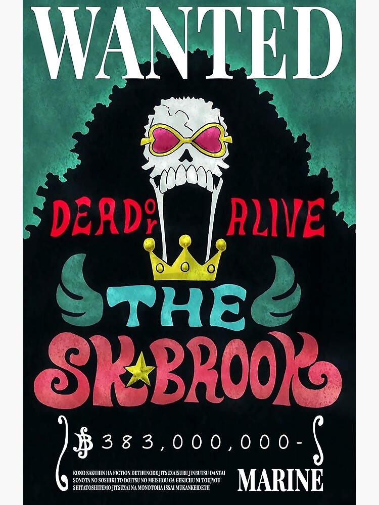 Brook Wanted Poster Post-Wano Updated Bounty Poster Premium Matte ...