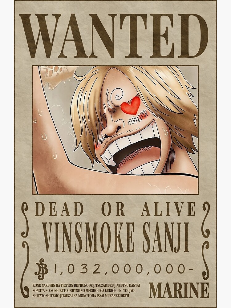 Sanji Wanted Poster Post Wano Updated Bounty Poster Premium Matte Vertical Poster Sold By Tessa