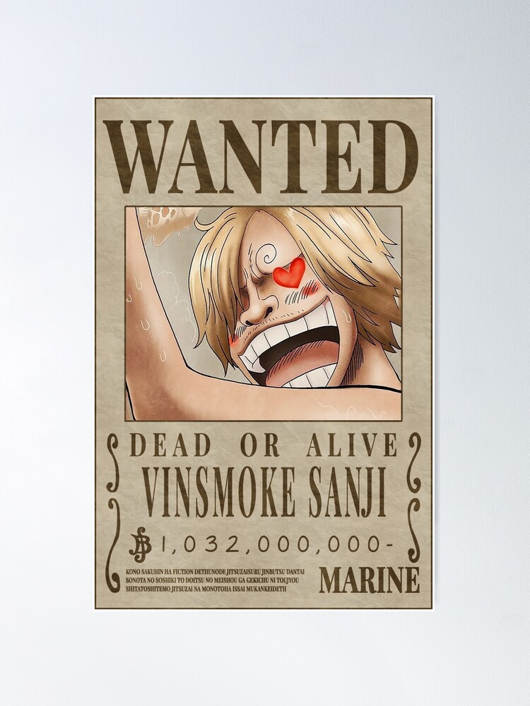 Sanji Wanted Poster Post-Wano Updated Bounty Poster, One Piece Poster ...