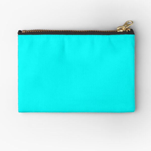 Cyan Simple Solid Designer Color All Over Color Zipper Pouch