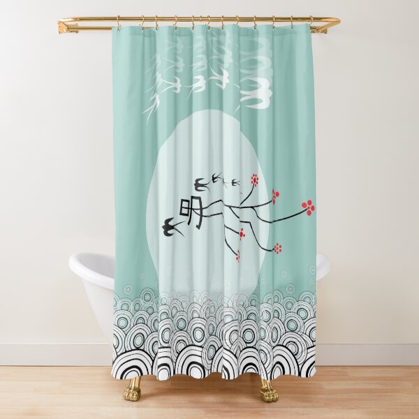 Item preview, Oriental Swallows And The Bright Round Moon On Aqua Blue © fatfatin  designed and sold by fatfatin.