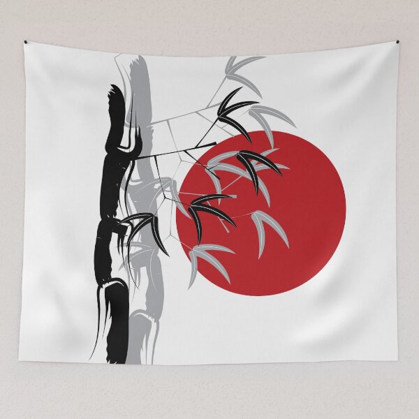 Item preview, Oriental Zen Bamboo And Red Sunset © fatfatin  designed and sold by fatfatin.